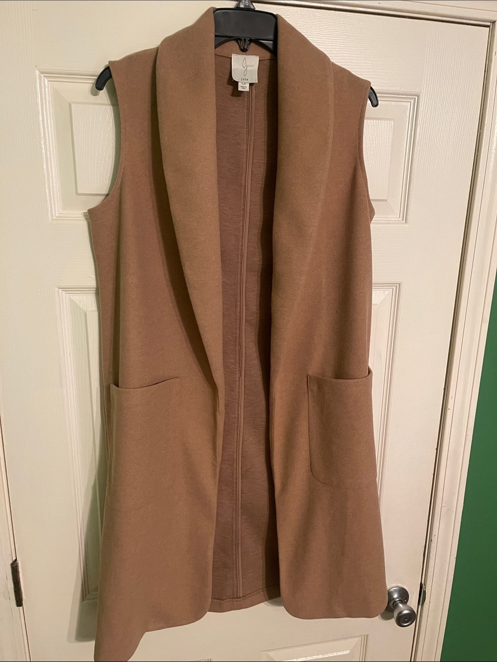 Joie Camel Brown Sleeveless Open-Front Vest Cardigan